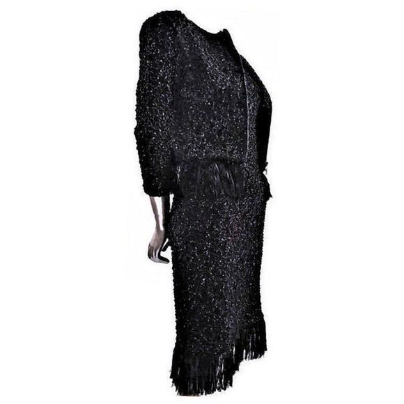 FRANK LYMAN 2-pc Knit Cardigan & Dress w/Fringe and Sequins - Picture 8 of 11
